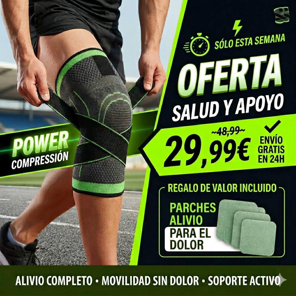 🔥 Pack 2x1 Rodillera de Compresión 360° + Parches de Alivio GRATIS 🔥